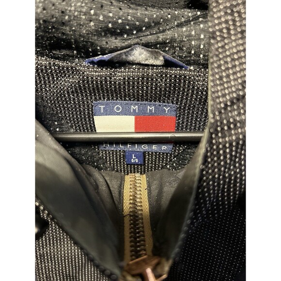 Vintage Tommy Hilfiger 1/4 Zip Spellout Hooded Pullover Anorak 90s Y2K Navy Blue - Picture 4 of 8
